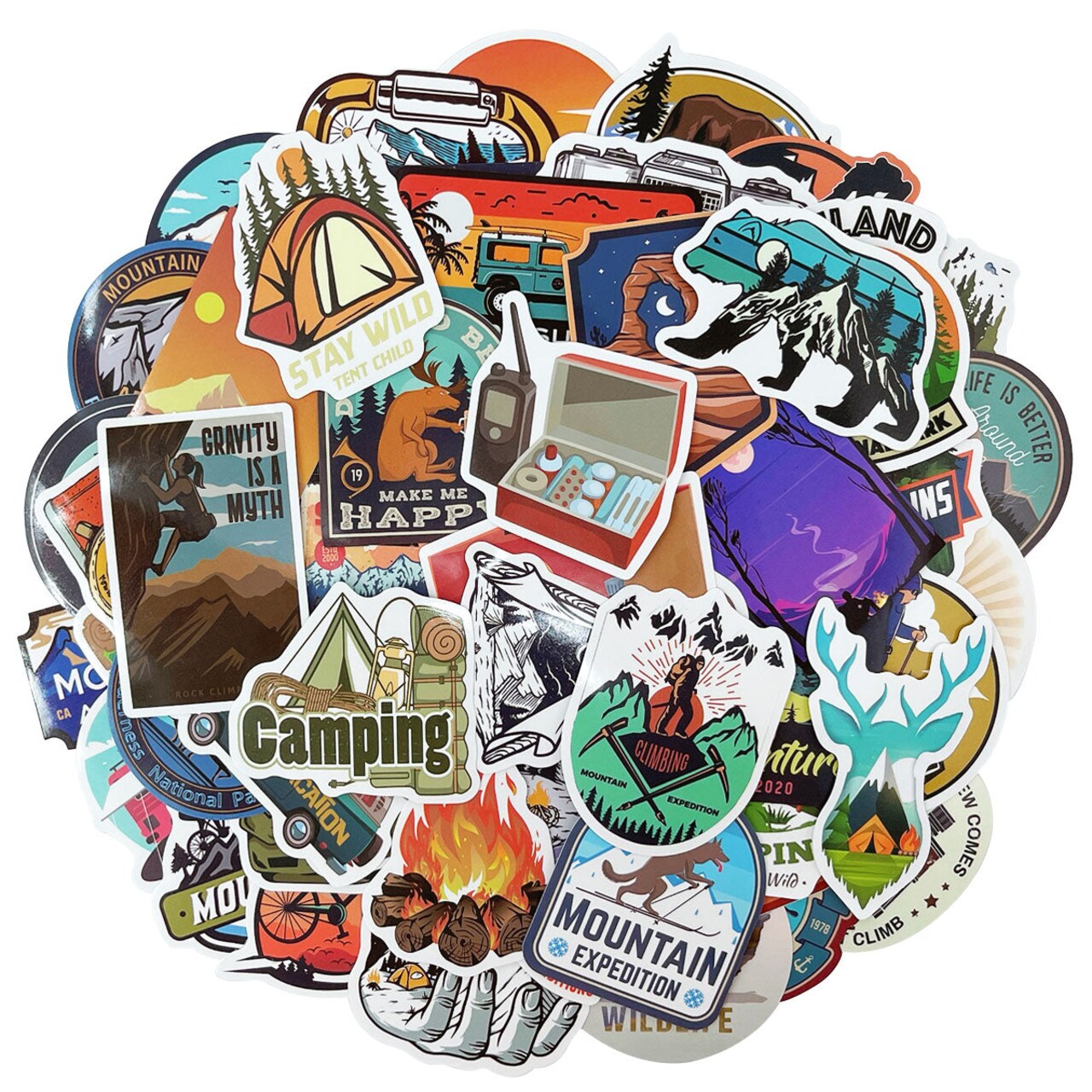 Wrapables Waterproof Vinyl Stickers for Water Bottles, Laptop, Phones, Skateboards, Decals for Teens, 80pcs